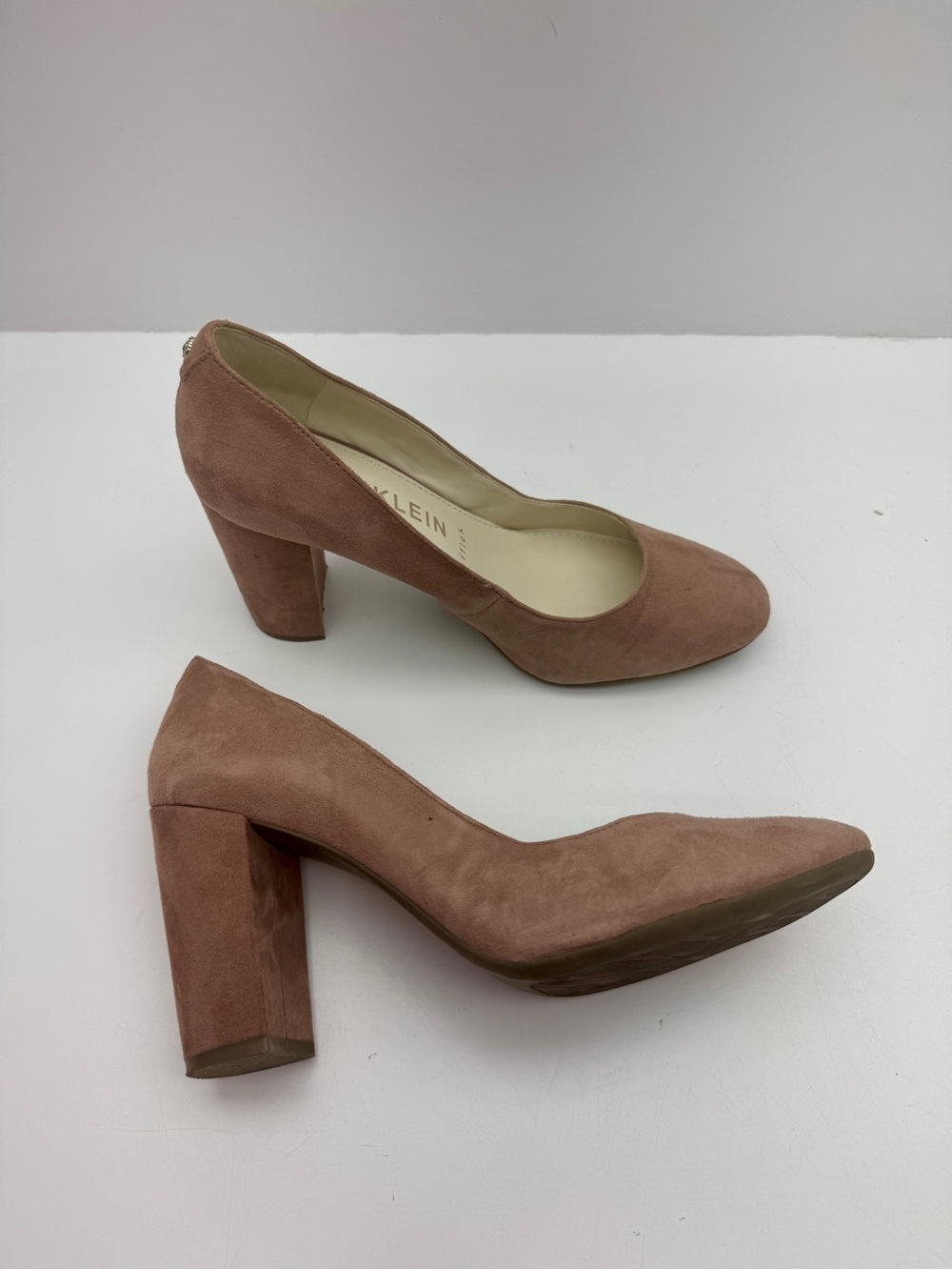 Anne Klein Suede Block Heel Pumps in Dusty Mauve